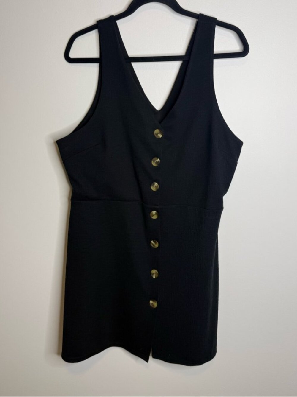 New Look Black Mini Dress with Gold Buttons size 14